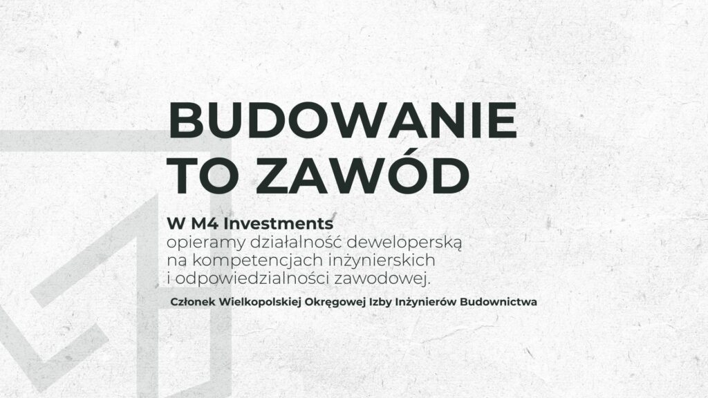 Grafika przedstawiająca filozofię M4 Investments – świadome i odpowiedzialne budowanie oparte na kompetencjach inżynierskich