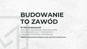 Grafika przedstawiająca filozofię M4 Investments – świadome i odpowiedzialne budowanie oparte na kompetencjach inżynierskich